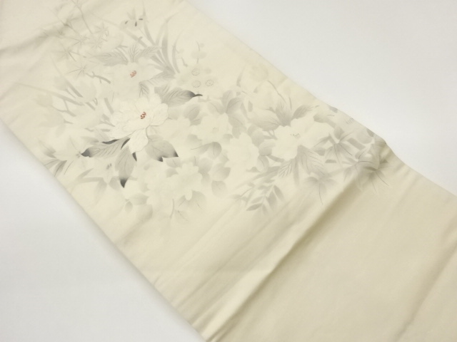 手描き花々模様刺繍名古屋帯